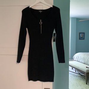 NWT Lulu’s black ribbed long sleeve dress